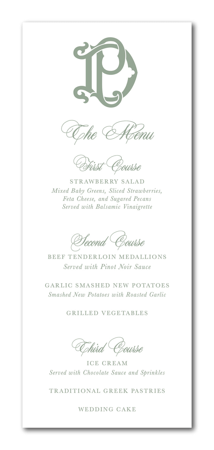 The Chic Monogram II Menu Card