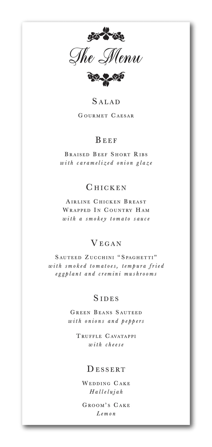 The Courtney Menu Card