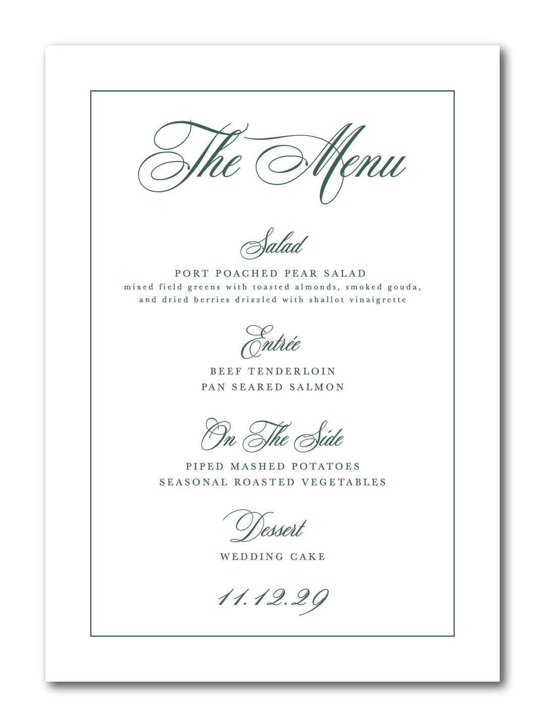 The Ellie Menu Card