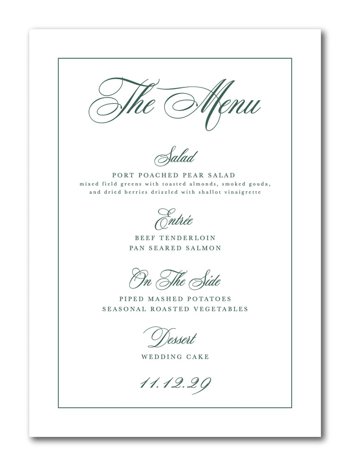 The Ellie Menu Card