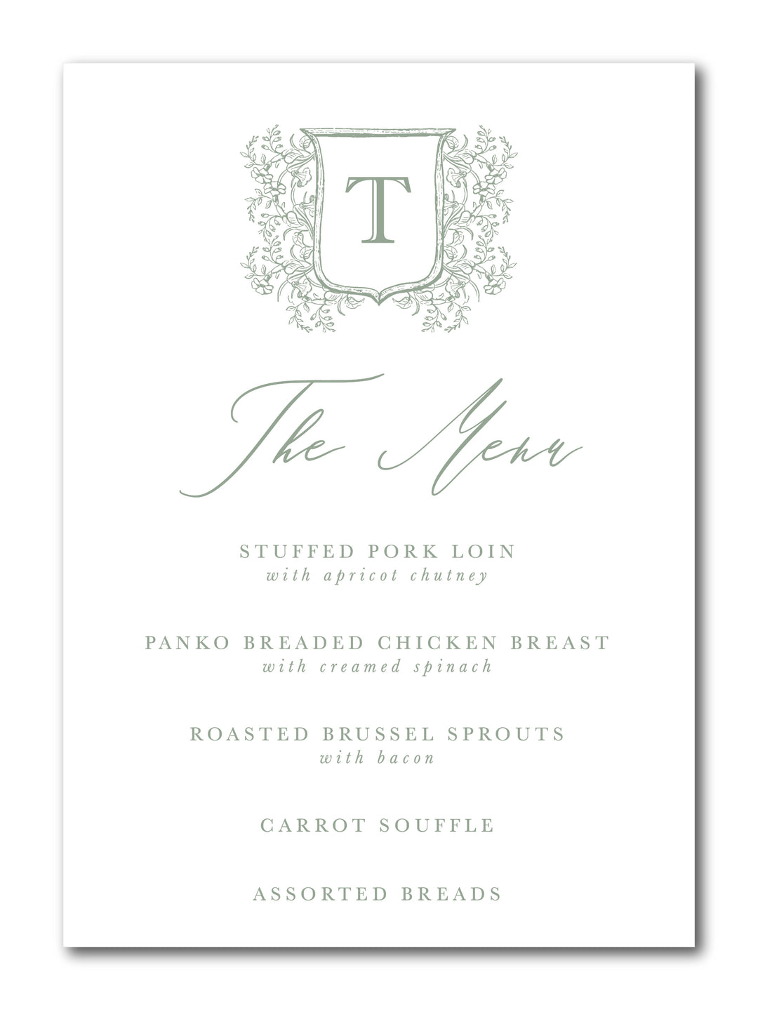 The Jenna Menu Card