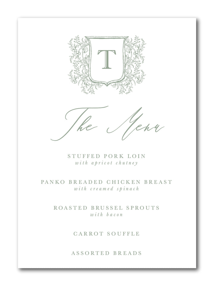 The Jenna Menu Card