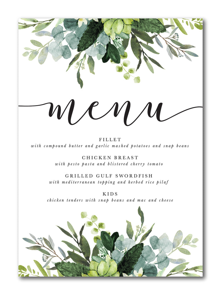 The Lauren II Menu Card