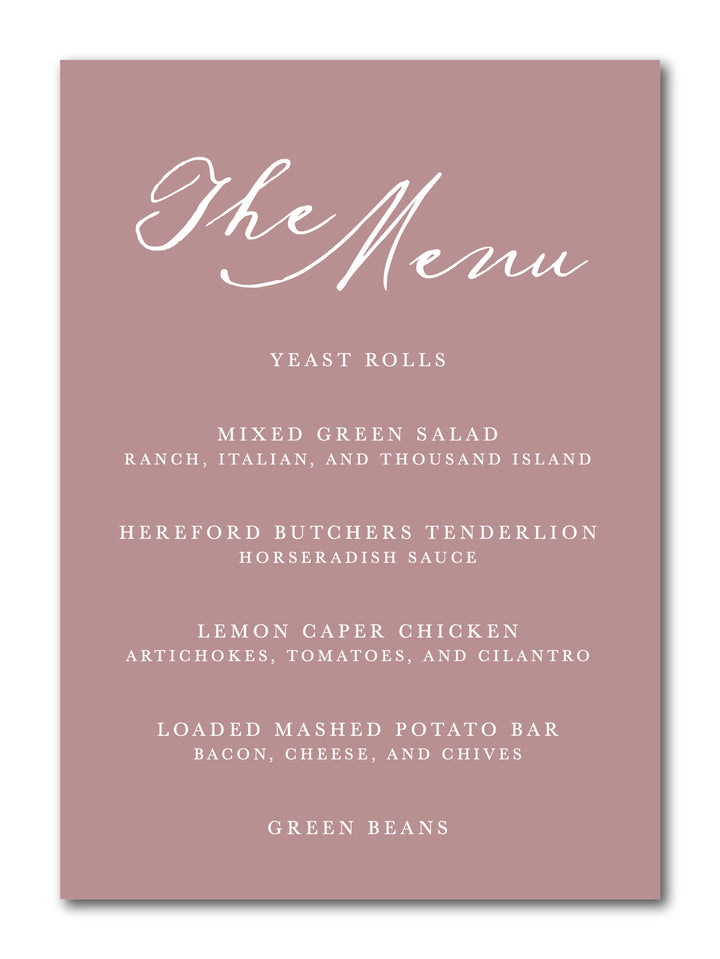 The Lauren Menu Card