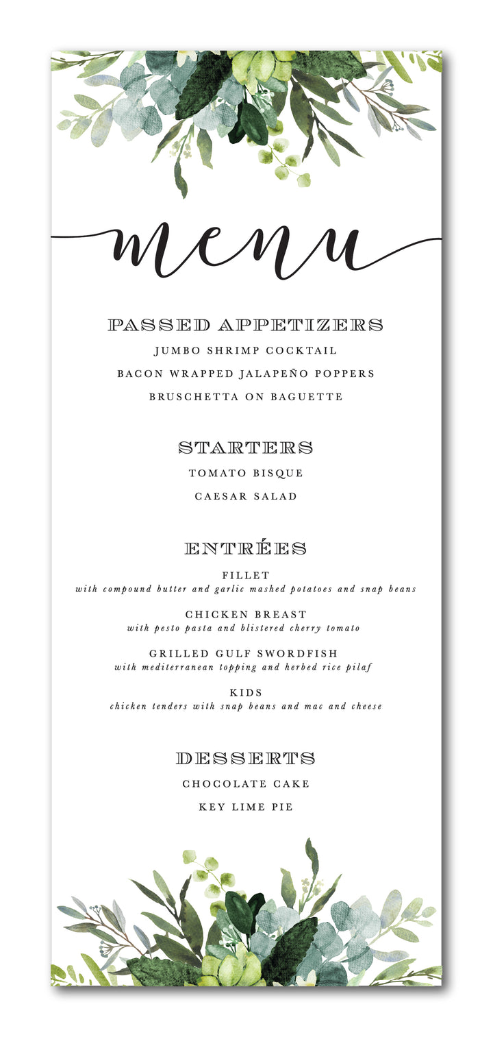 The Lynn II Menu Card