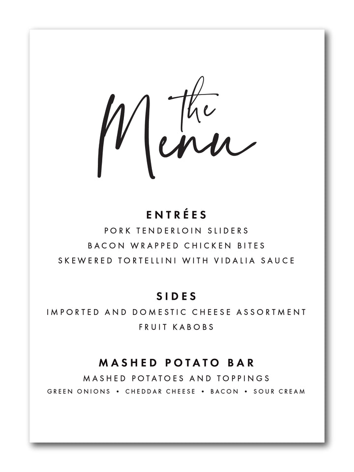 The Madeline Menu Card