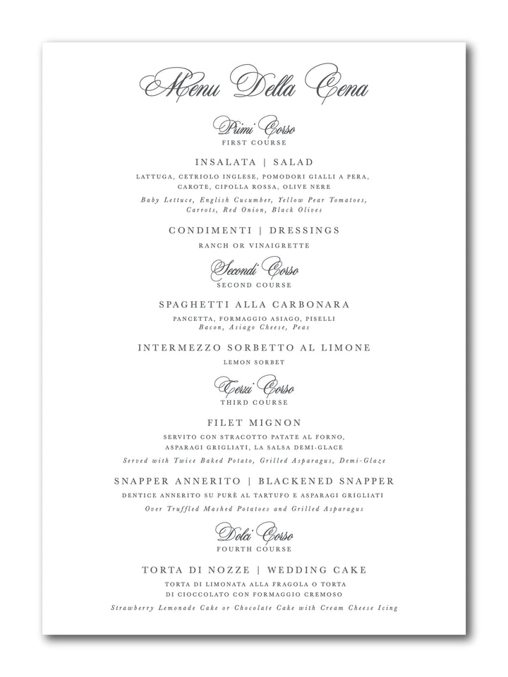 The Madison Menu Card