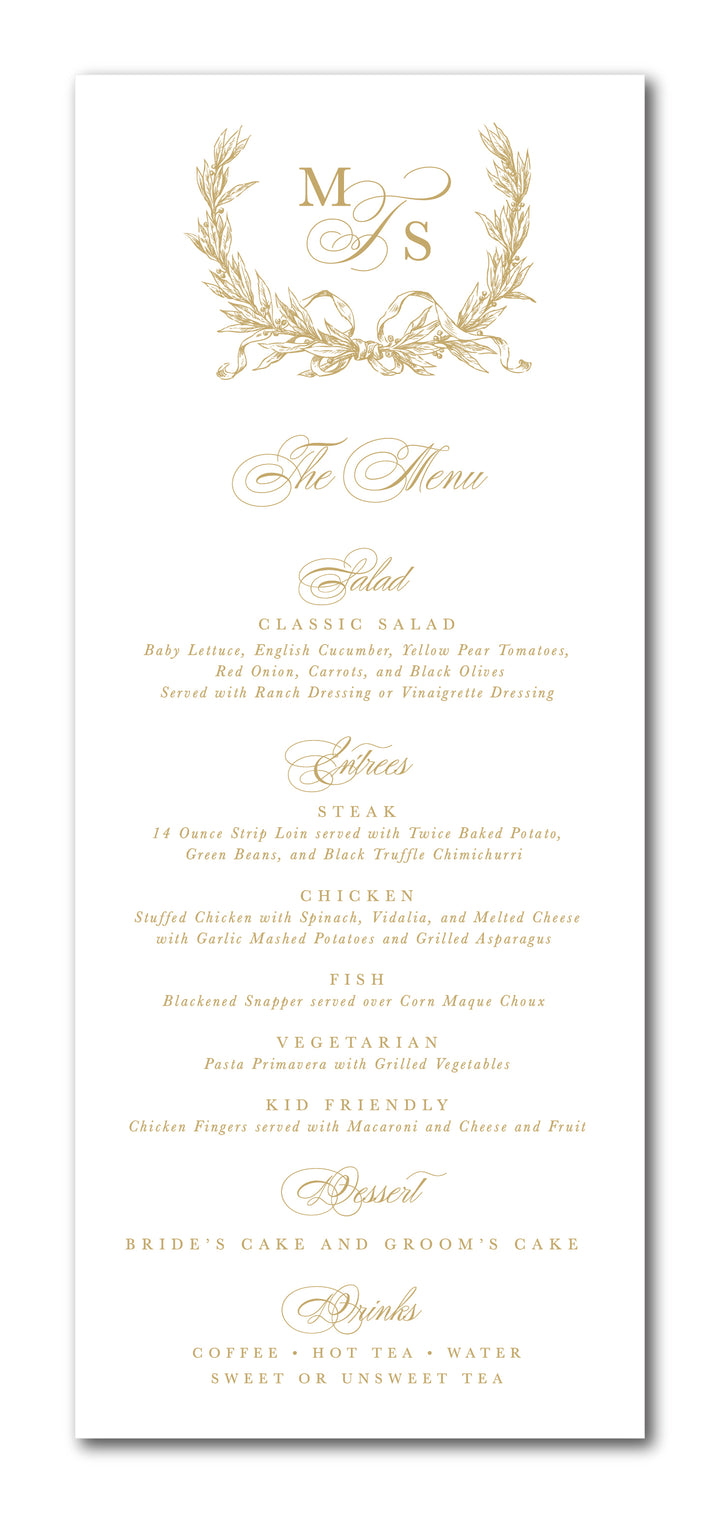 The Mary Menu Card