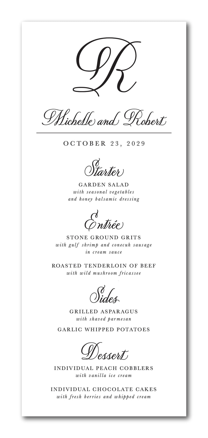 The Single Script Initial Menu Card